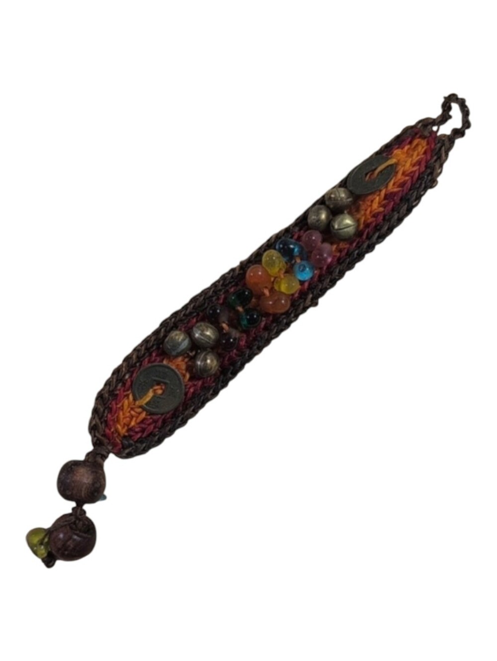 Handcrafted Woven Beaded Orange And Brown Bracelet